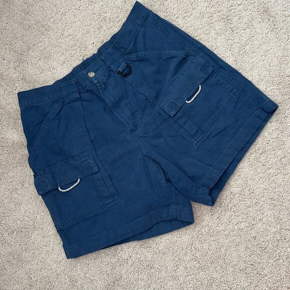 Columbia PFG Blue Flat Front Cotton Cargo Fishing Shorts Men's Medium - Picture 1 of 10